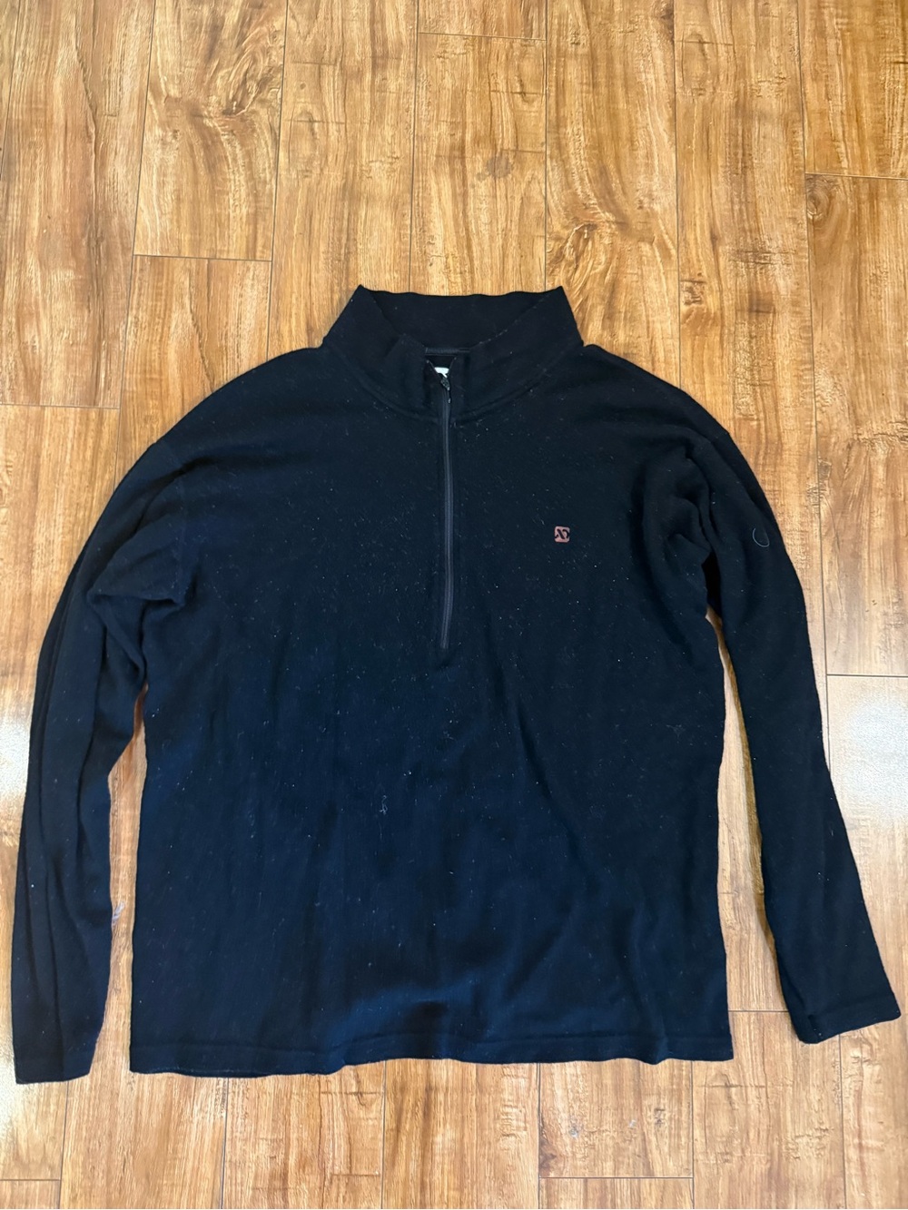 FIRST LITE Mens Merino Wool Black Quarter-Zip Thermal Base Layer Shirt Large